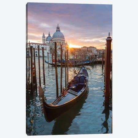 Gondola At Sunset, Venice Canvas Print #TEO209} by Matteo Colombo Canvas Art