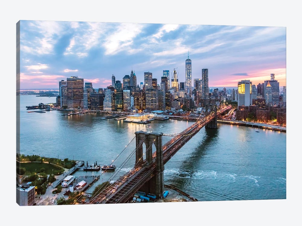 Brooklyn Bridge And Lower Manhattan Skyline, New York City, New York, USA by Matteo Colombo 1-piece Canvas Artwork