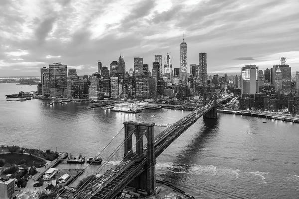 Brooklyn Bridge And New York Skyline