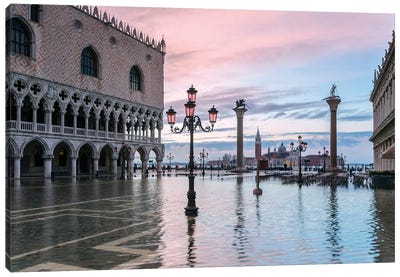 High Tide In Venice Canvas Art Print - Arches