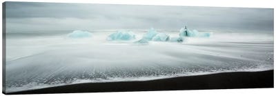 Icebergs On Black Beach I Canvas Art Print - Glacier & Iceberg Art