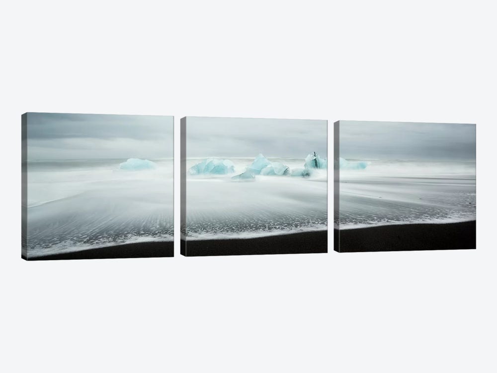 Icebergs On Black Beach I by Matteo Colombo 3-piece Canvas Wall Art
