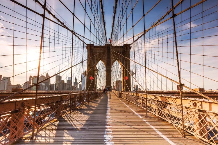 Brooklyn Bridge At Sunset, New York City - Canvas Art | Matteo Colombo