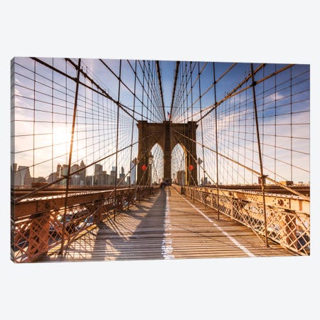 Brooklyn Bridge At Sunset, New York City, New York, USA Canvas Print #TEO21} by Matteo Colombo Canvas Art