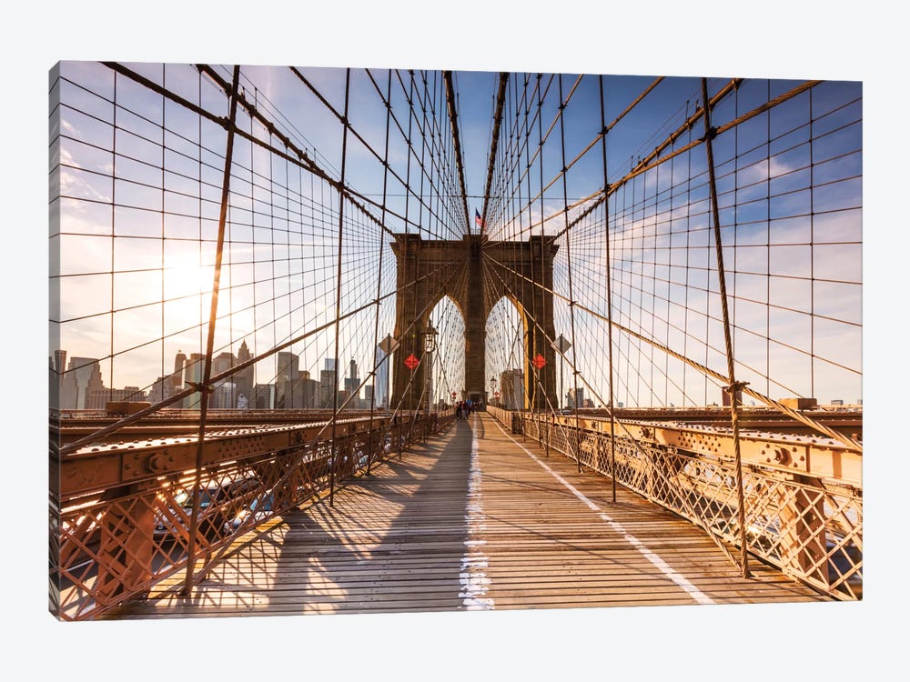 Brooklyn Bridge At Sunset, New York City, New York, USA by Matteo Colombo 1-piece Canvas Art Print