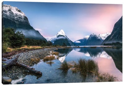 Milford Sound, New Zealand I Canvas Art Print - Mountains Scenic Photography