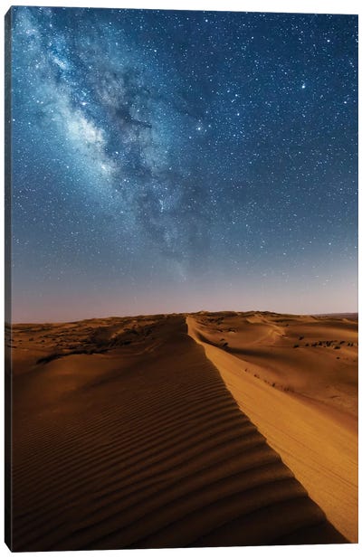 Milky Way And The Desert, Oman Canvas Art Print - Milky Way Galaxy Art