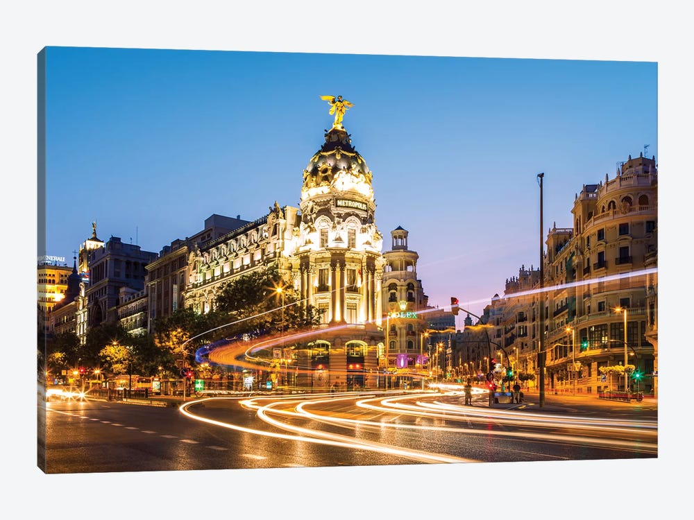 Night In Madrid, Spain by Matteo Colombo 1-piece Canvas Art Print