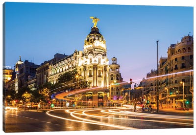 Night In Madrid, Spain Canvas Art Print - Action Shot Photography