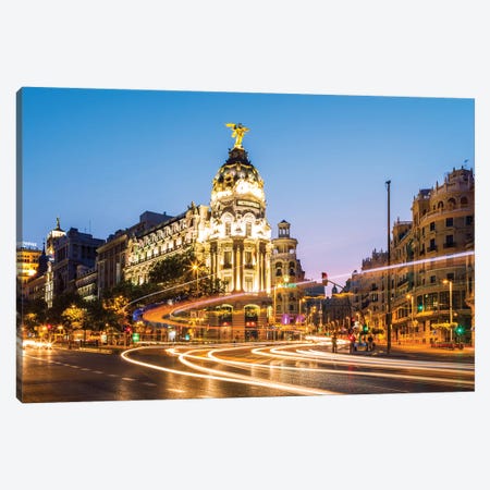 Night In Madrid, Spain Canvas Print #TEO228} by Matteo Colombo Canvas Wall Art