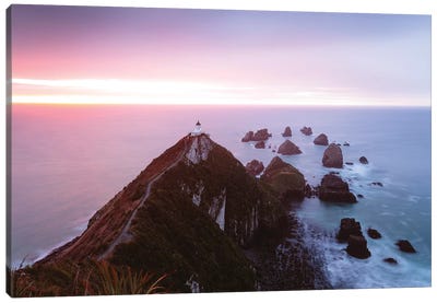 Nugget Point Lighthouse, New Zealand Canvas Art Print - Rainbow Art
