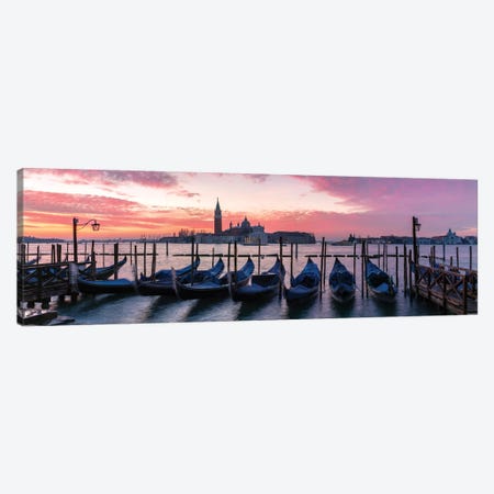 Panoramic Of Gondolas, Venice Canvas Print #TEO233} by Matteo Colombo Canvas Art Print