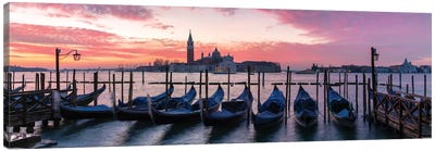 Panoramic Of Gondolas, Venice Canvas Art Print - Venice Art