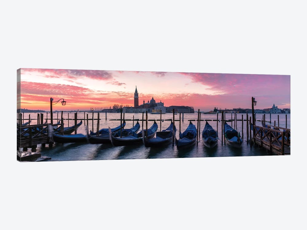 Panoramic Of Gondolas, Venice by Matteo Colombo 1-piece Canvas Art Print