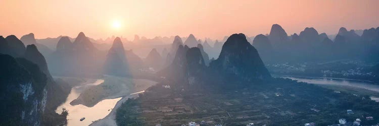 Panoramic Sunset Over Li River, China