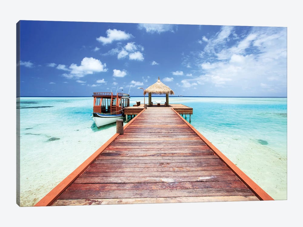 Pier To Tropical Sea In The Maldives by Matteo Colombo 1-piece Canvas Wall Art