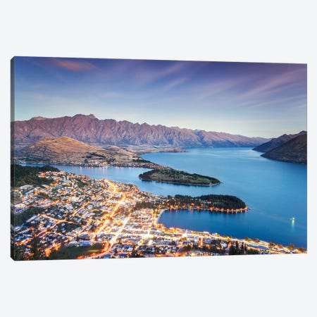 Queenstown At Dusk, New Zealand Canvas Print #TEO238} by Matteo Colombo Art Print
