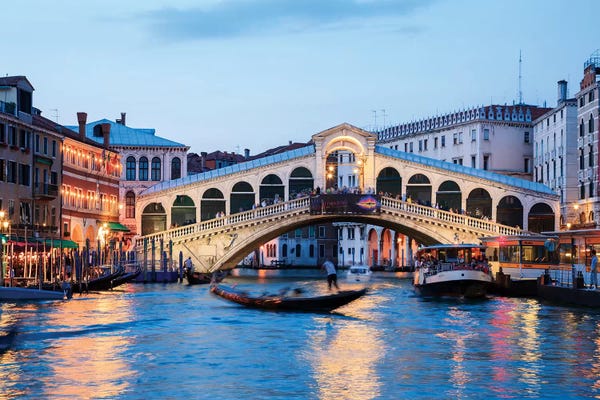 Rialto Bridge: Rialto Bridge At Night, Venice by Matteo Colombo