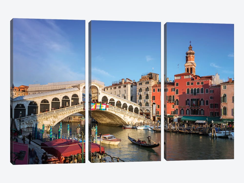 Rialto Bridge On The Grand Canal, Venice by Matteo Colombo 3-piece Canvas Wall Art