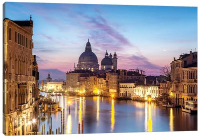 Salute Church And Grand Canal, Venice Canvas Art Print - Nautical Scenic Photography