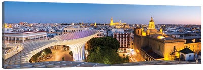 Seville At Dusk, Andalusia, Spain Canvas Art Print - Tower Art