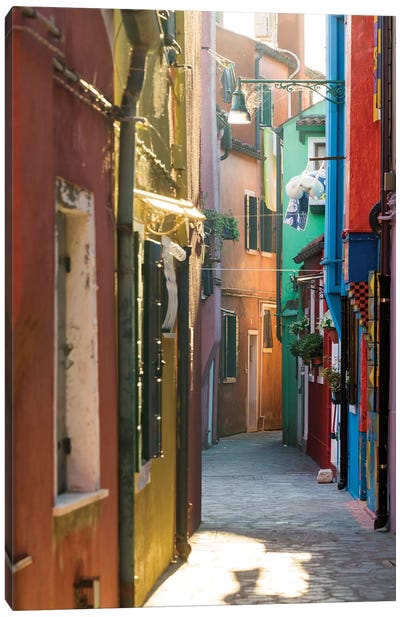 Small Alley In Burano, Venice Canvas Art Print - Venice Art