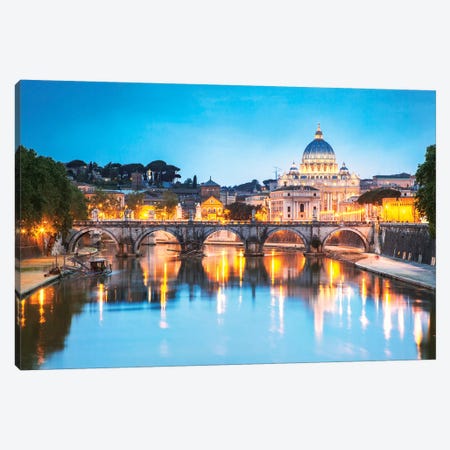 St Peter's Basilica And Tevere River, Rome Canvas Print #TEO253} by Matteo Colombo Canvas Print