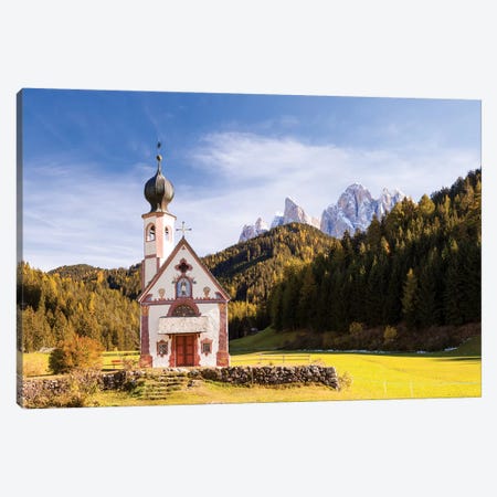 St. Johann Church In The Dolomites Canvas Print #TEO254} by Matteo Colombo Canvas Artwork