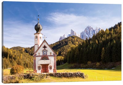 St. Johann Church In The Dolomites Canvas Art Print - Door Art