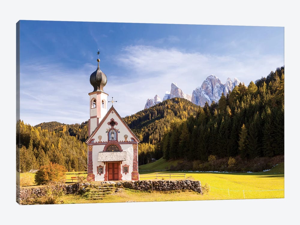St. Johann Church In The Dolomites by Matteo Colombo 1-piece Canvas Wall Art