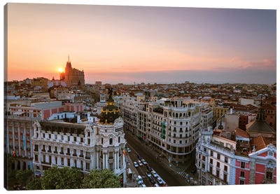 Sunset Over Madrid, Spain Canvas Art Print - Community Of Madrid Art