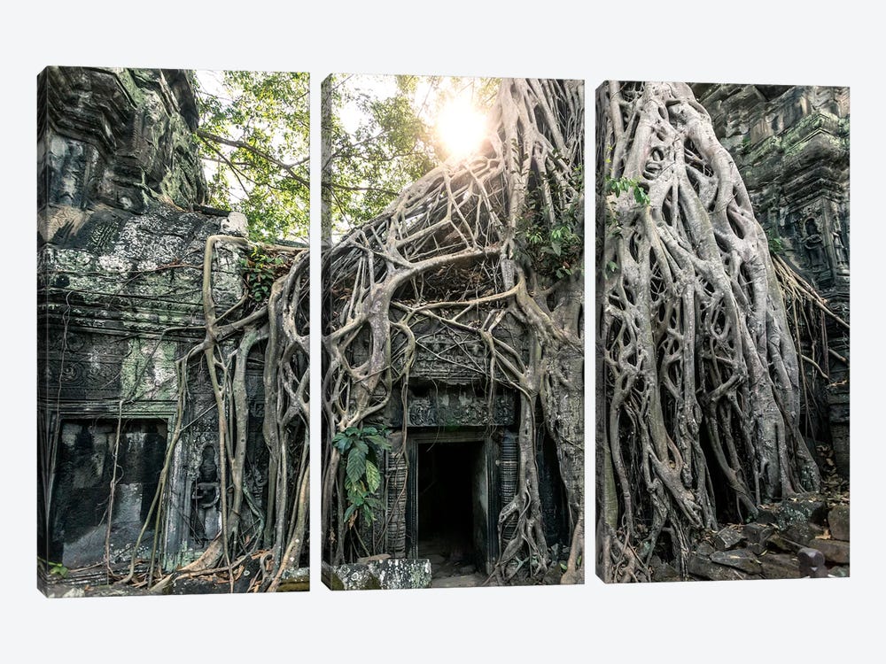 Temple In The Jungle, Angkor Wat, Cambodia by Matteo Colombo 3-piece Canvas Print