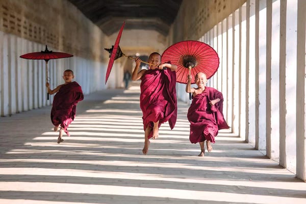 Action Shots: Three Monks Running, Burma by Matteo Colombo