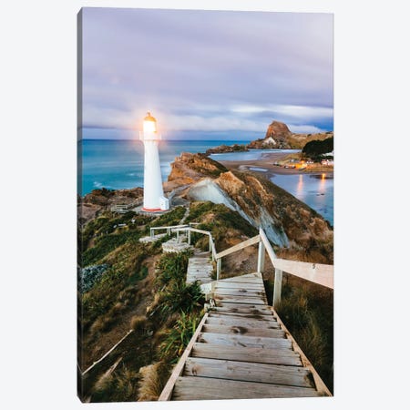 Castle Point Lighthouse At Dawn, Castlepoint, Wellington, North Island, New Zealand Canvas Print #TEO26} by Matteo Colombo Canvas Art Print