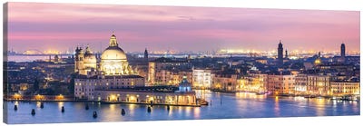 Venice Panorama At Night Canvas Art Print - Arches