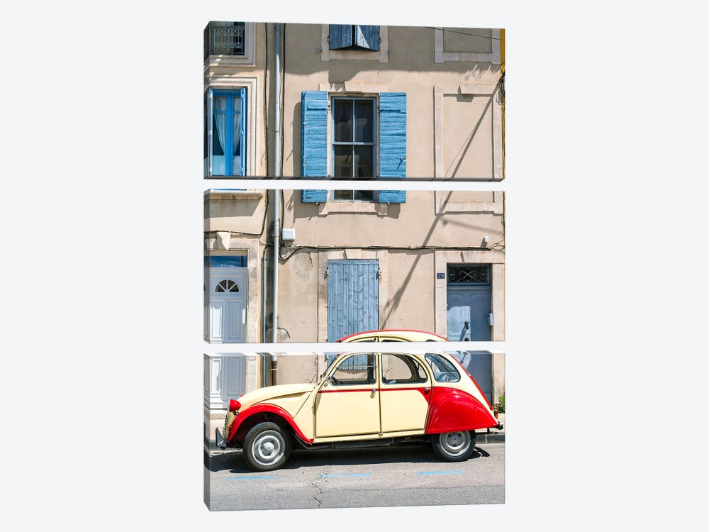 Vintage Car In The Streets Of Provence, France by Matteo Colombo 3-piece Canvas Art Print