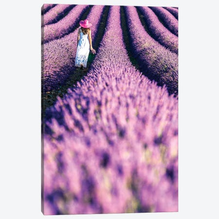 Woman In A Lavender Field, Provence Canvas Print #TEO276} by Matteo Colombo Canvas Artwork