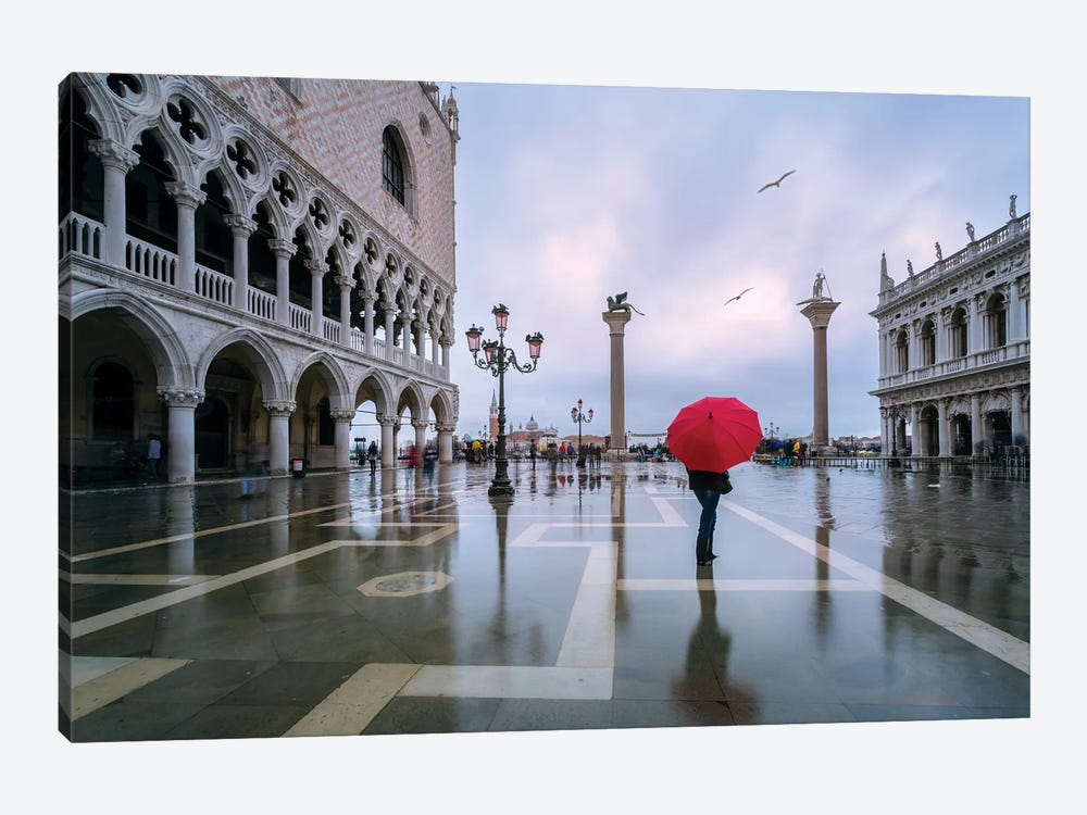 Woman In Flooded St Mark's Square, Venice by Matteo Colombo 1-piece Canvas Print