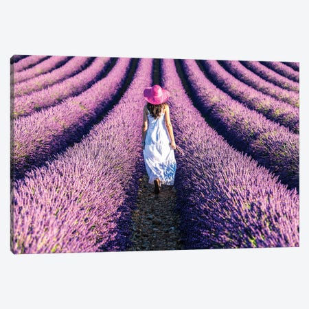 Woman Walking In The Lavender, Provence Canvas Print #TEO278} by Matteo Colombo Art Print
