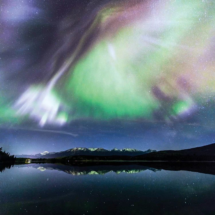 Aurora Borealis On The Canadian Rockies