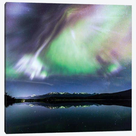 Aurora Borealis On The Canadian Rockies Canvas Print #TEO282} by Matteo Colombo Canvas Art