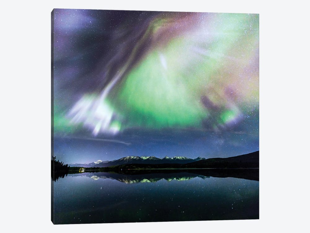 Aurora Borealis On The Canadian Rockies by Matteo Colombo 1-piece Canvas Print
