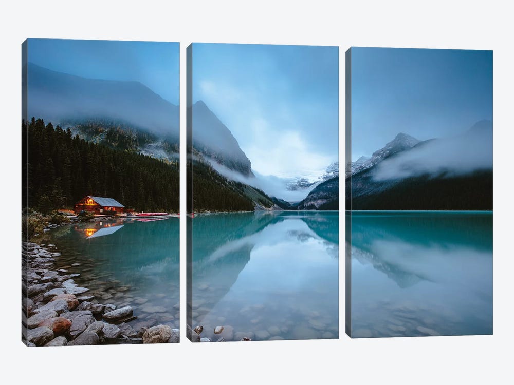 Dawn At Lake Louise by Matteo Colombo 3-piece Canvas Artwork