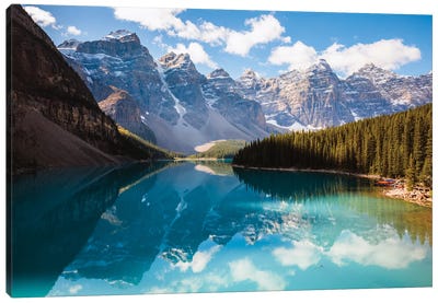 Moraine Lake And The Ten Peaks I Canvas Art Print - Mountains Scenic Photography