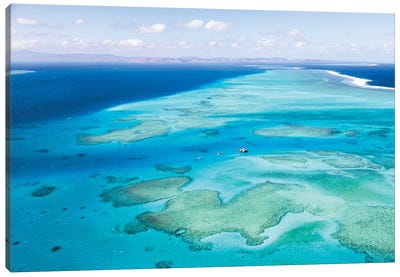 Aerial View Of Cloud 9 Floating Paradise, Malolo Barrier Reef, Republic Of Fiji Canvas Art Print - Ocean Art