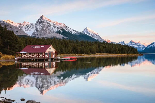 Alberta: Sunset At Maligne Lake by Matteo Colombo