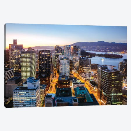 Vancouver Downtown At Dusk Canvas Print #TEO304} by Matteo Colombo Canvas Art