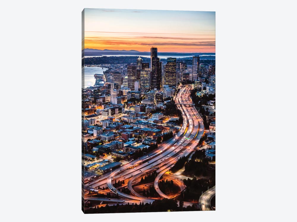 Aerial View Of Seattle At Dusk, USA by Matteo Colombo 1-piece Canvas Art Print
