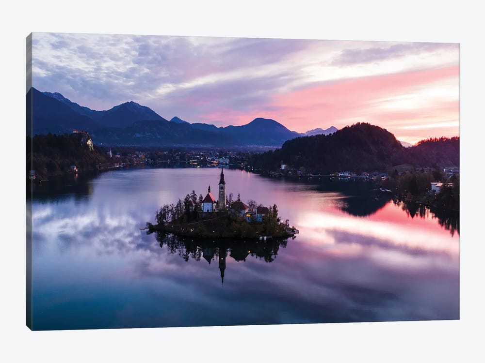 First Light On Bled Lake, Slovenia by Matteo Colombo 1-piece Canvas Art Print