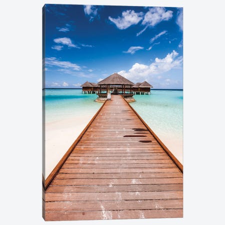 Pier In A Tropical Island, Maldives Canvas Print #TEO318} by Matteo Colombo Canvas Artwork
